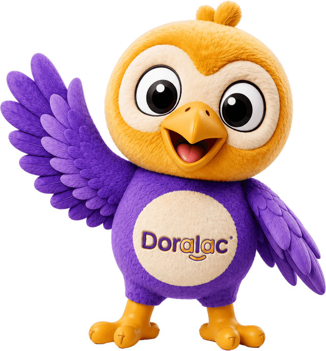 Mascota Doralac despidiéndose